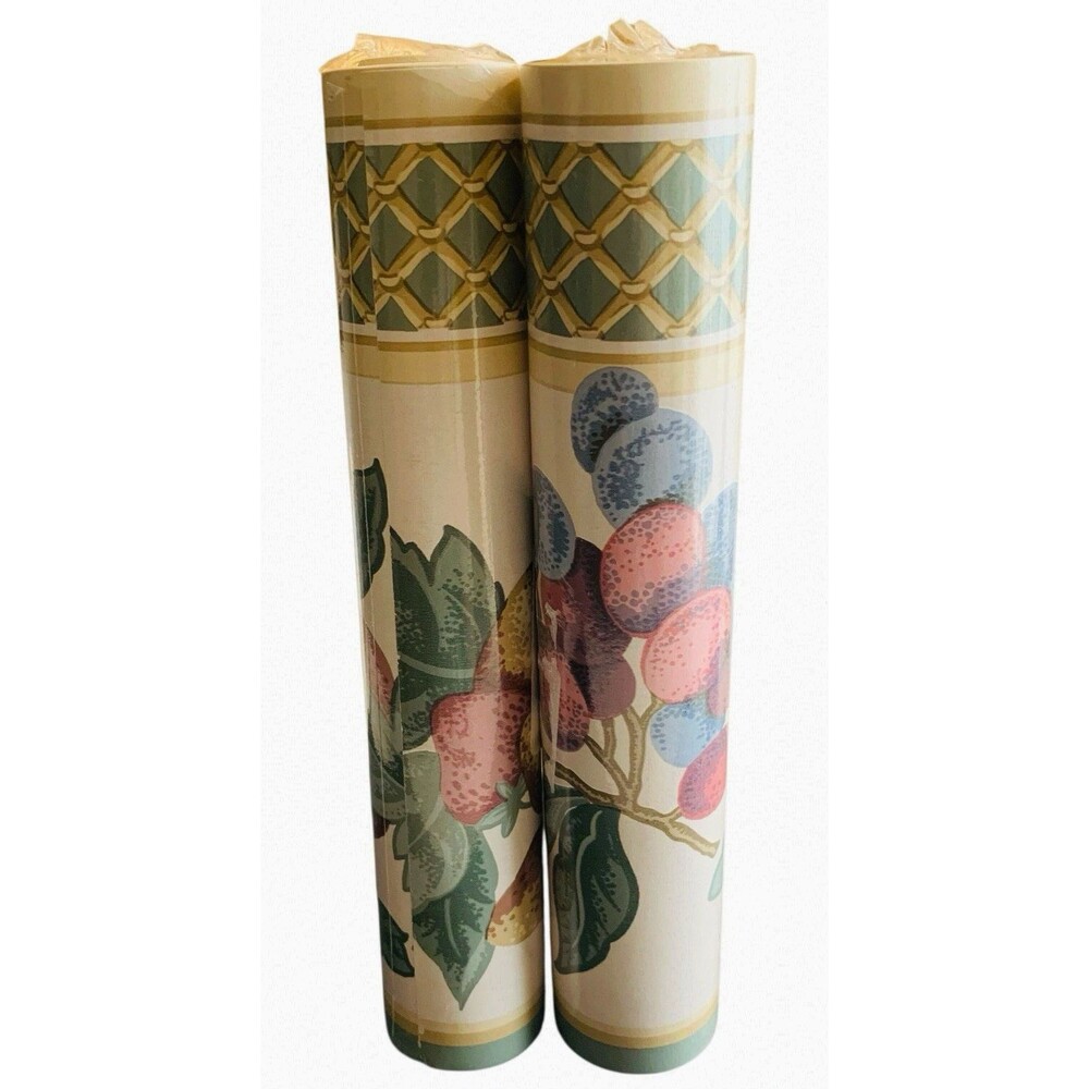 VTG  2 Rolls Ready Pasted Wallpaper Border 5.5 Yds CK4807B Green Floral New
